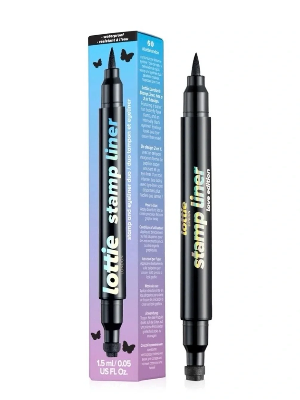 Lottie London Stamp Liner - Ultra Black Butterfly Stamp and Eyeliner Duo